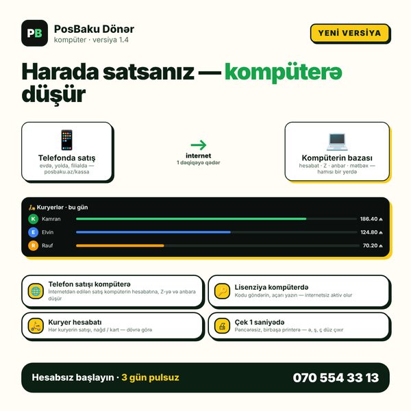 PosBaku Dönər — kompüterdə, internetsiz işləyir